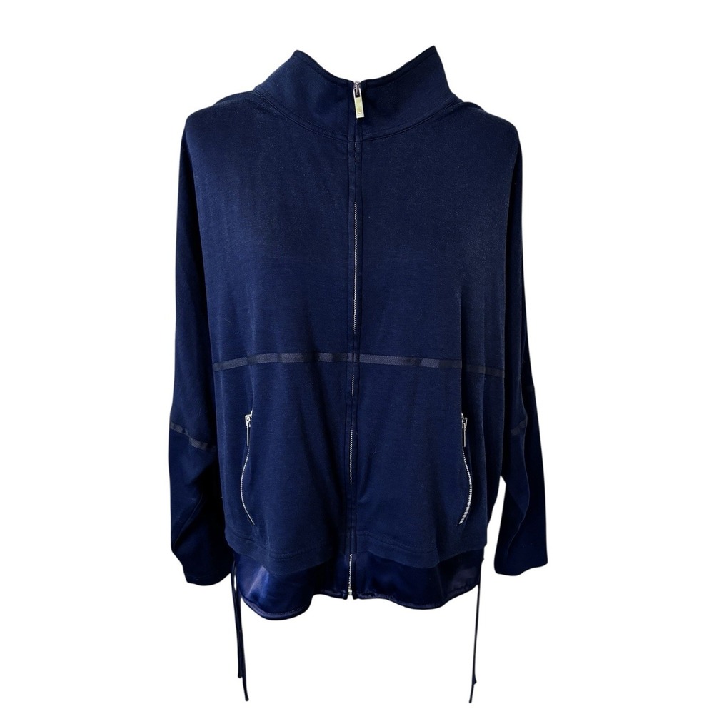 St. John Black Zip Jacket‎ Blue Zippers Women's Size XL